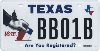 Register to vote license plate